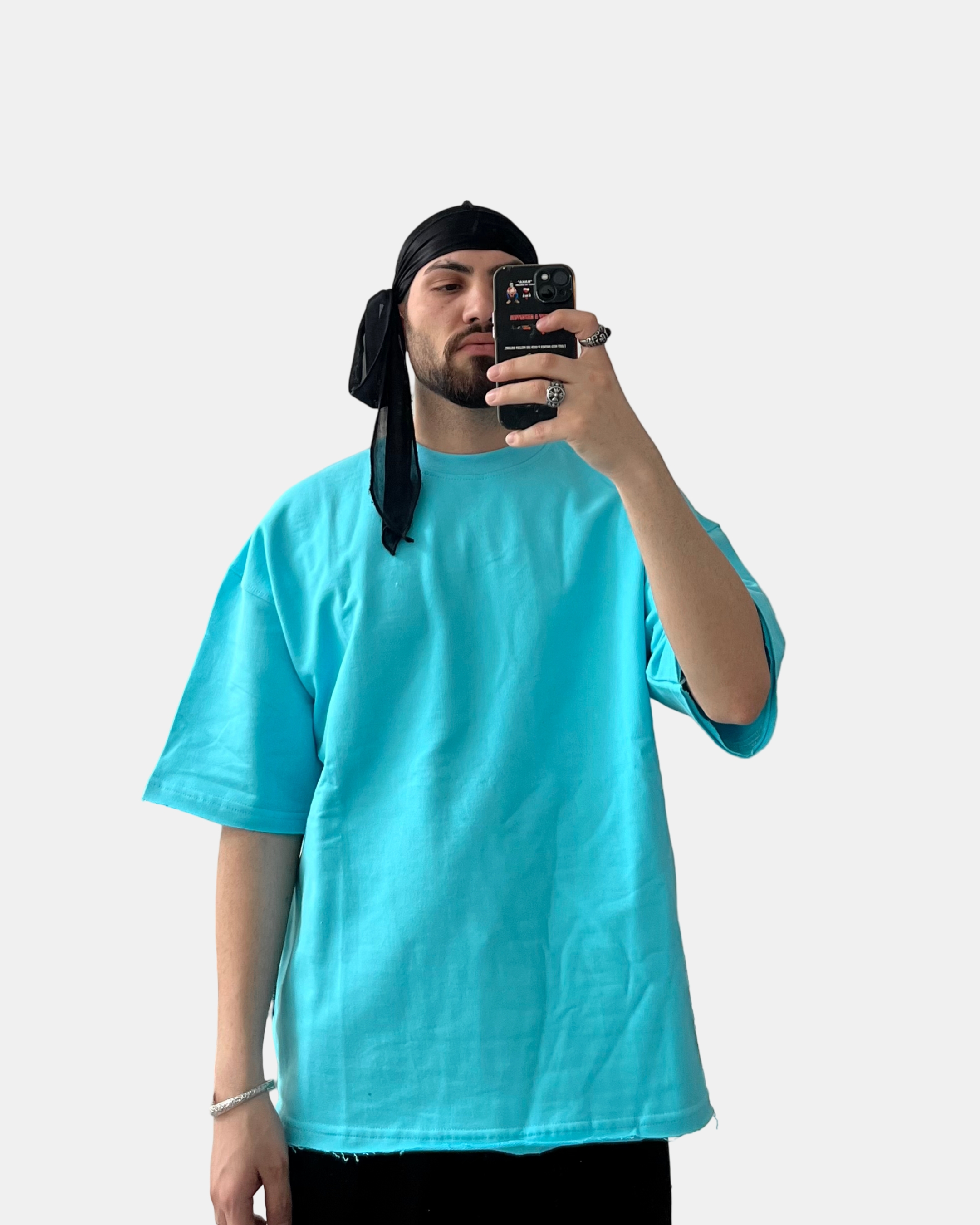 تیشرت ساده پارچه دونخ آبی روشن 1465